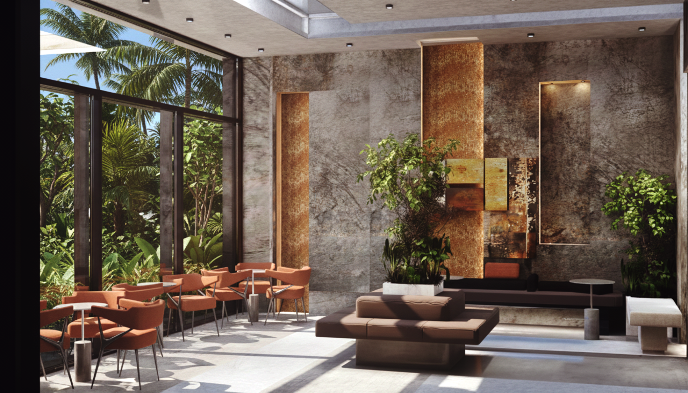 El Weras warm lobby lounge with earth tones