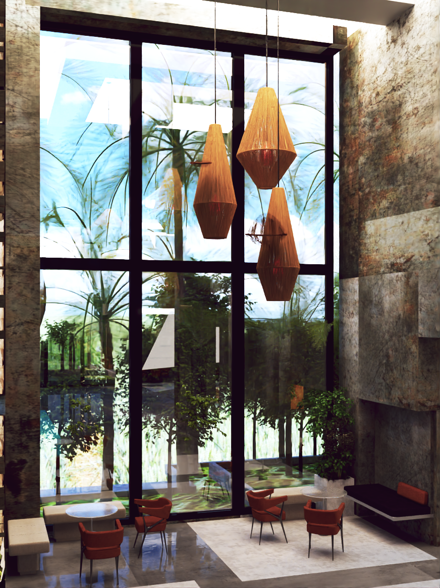 El Weras cross-section showing dining, reception, and lounge zones